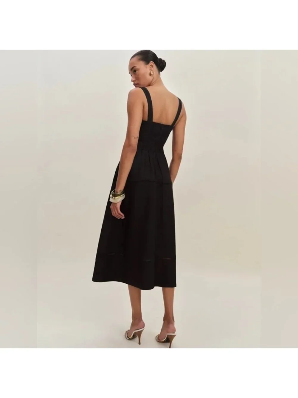 NEW Reformation Everett Sleeveless Linen Embroidered Midi Dress | US 6 UK 10 - Picture 5 of 15